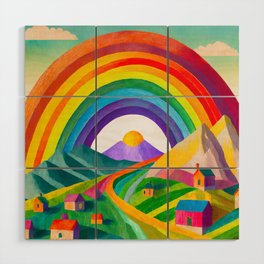 Rainbow Village #4 Wood Wall Art