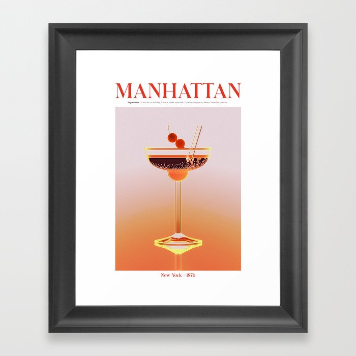Manhattan Cocktail Poster Framed Art Print