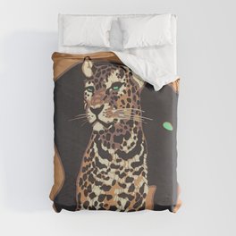 1912 Munich Zoo Green-Eyed Leopold Vintage Advertising Poster Duvet Cover
