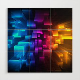 colorful-3d-squares-background Wood Wall Art