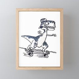 Skateboarding Dinosaur Framed Mini Art Print