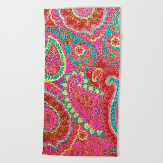 Floral Paisley Pattern 07 Beach Towel