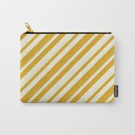 [ Thumbnail: Beige & Goldenrod Colored Pattern of Stripes Carry-All Pouch ]