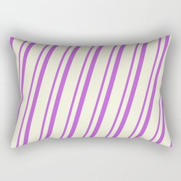 [ Thumbnail: Orchid and Beige Colored Stripes Pattern Rectangular Pillow ]