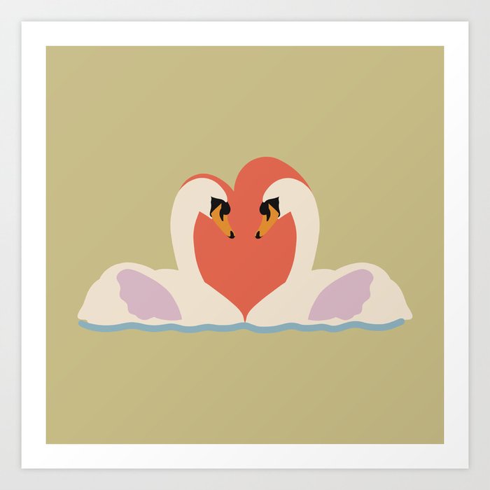 Swan love Art Print
