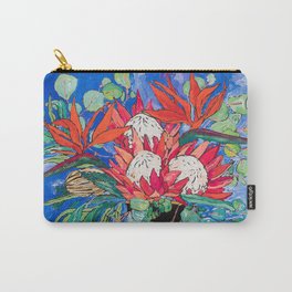 Tropical Protea Bouquet with Toucans in Greek Horse Urn on Ultramarine Blue Carry-All Pouch