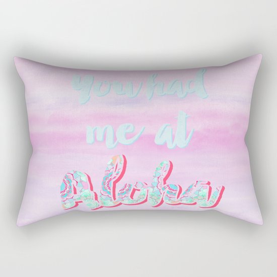 Aloha pink pastel typography art Rectangular Pillow