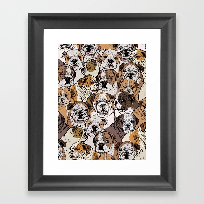Social English Bulldog Framed Art Print