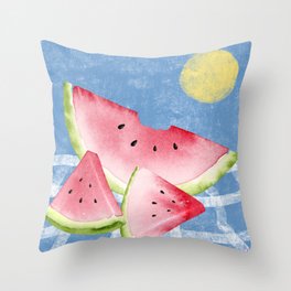 summer watermelon picnic Throw Pillow