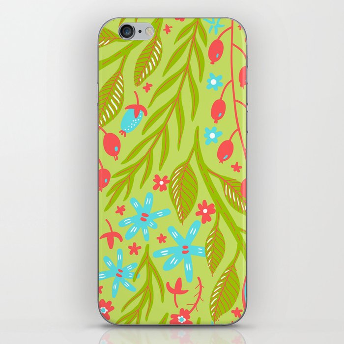 Colourful Hand Drawn Plant Pattern iPhone Skin