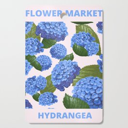 Vintage Blue And Pink Flower Market Hydrangea Cutting Board