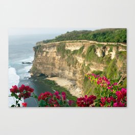 Red Bougainvillea Over The Cliffs Of Uluwatu, Bali, Indonesia Canvas Print
