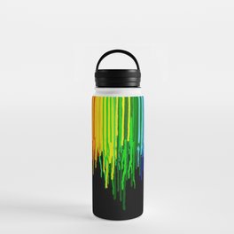 Rainbow Paint Drops on Black Water Bottle