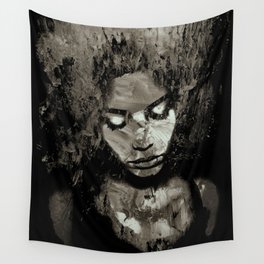 Melancholy and the Infinite Sadness Black and White Wall Tapestry