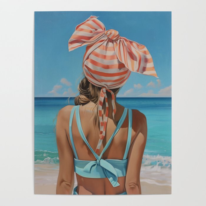 Nostalgic Beach Girl - By The Seashore Poster