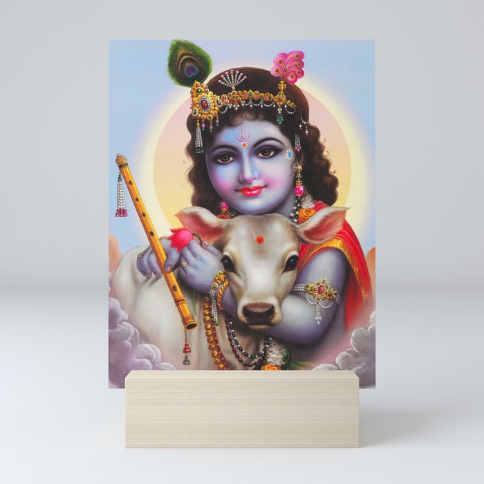 Bal Krishna with his Calf Mini Art Print
