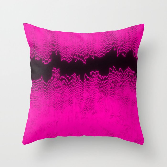 Pink Glitch Distortion Throw Pillow