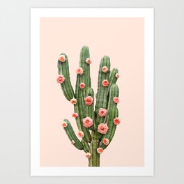 CACTUS AND ROSES Art Print | Saguaro, Colorful, Minimal, Sweet, Orange, Nature, Warm, Roses, Cactus, Floral 
