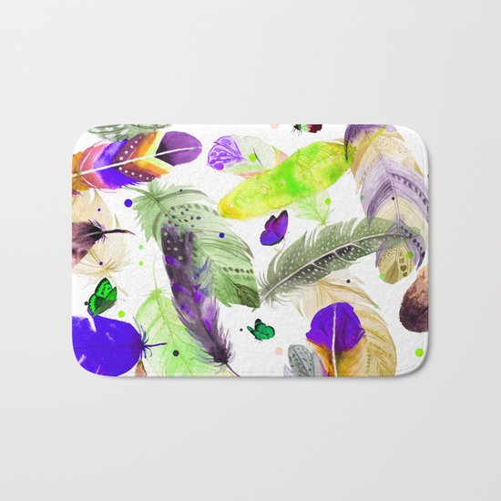 feathers and butterflies Bath Mat