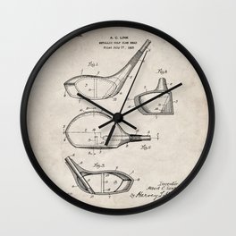 Golf Driver Patent - Golf Art - Antique Wall Clock