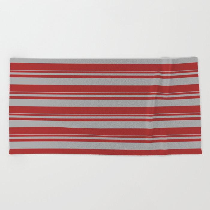 Dark Gray and Brown Colored Pattern of Stripes Beach Towel