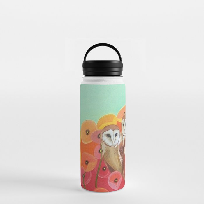 Owls in a Poppy Field Water Bottle