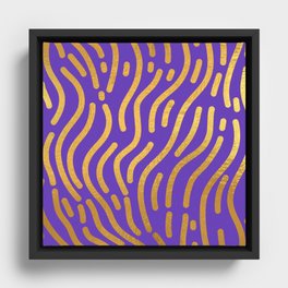 Deep Purple Gold colored abstract lines pattern Framed Canvas