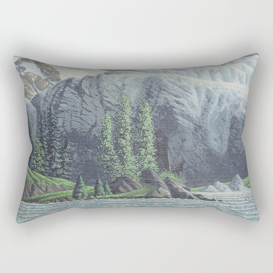 HIDDEN TOWER IN THE INLAND PASSAGE VINTAGE OIL PAINTING Rectangular Pillow