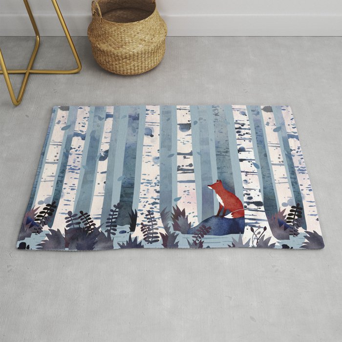 The Birches (in Blue) Rug