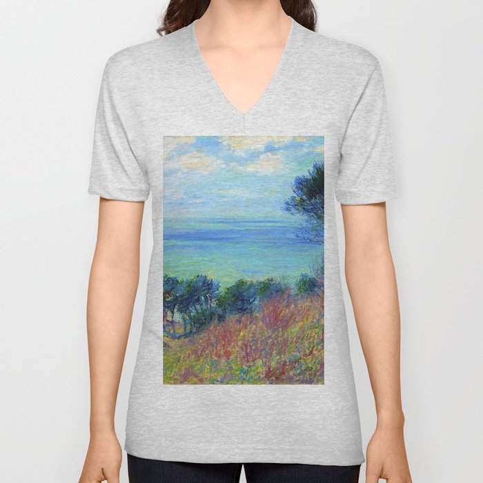 Claude Monet "La côte de Varengeville (The coast of Varengeville)" V Neck T Shirt