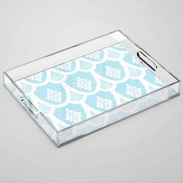 Palm Springs Poolside Retro Blue Lace Acrylic Tray