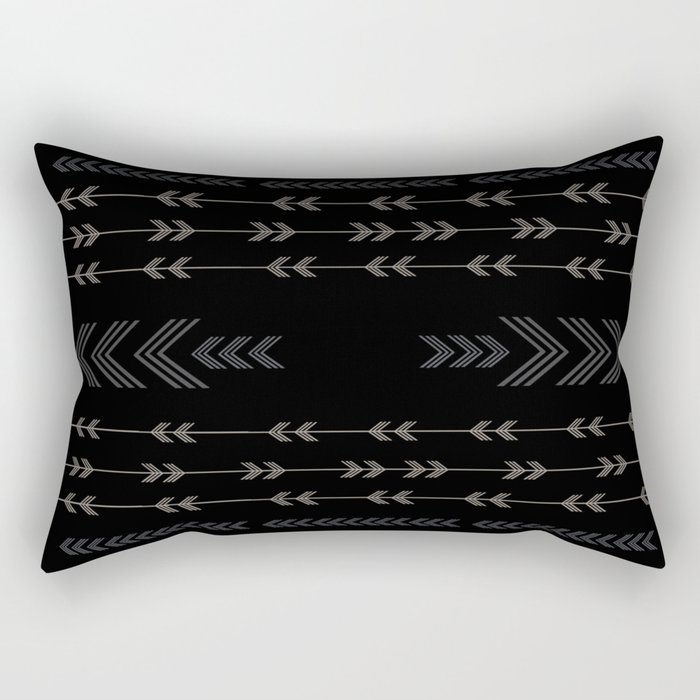 Headlands Arrows Black Rectangular Pillow