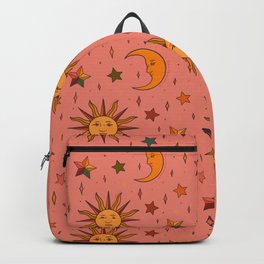 Folk Moon and Star Print Backpack