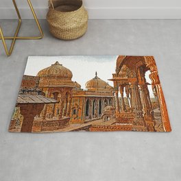 Bada Bagh, Rajasthan state of India color art Area & Throw Rug