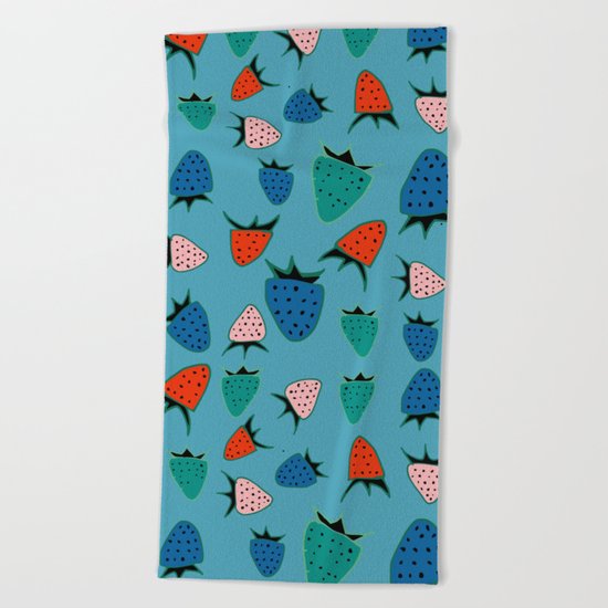 strawberry blue Beach Towel