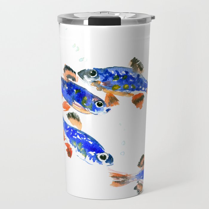 Pearl Danio Fish, Blue red aquatic design decor Travel Mug
