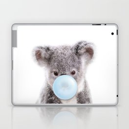 Baby Koala Blowing Blue Bubble Gum, Baby Boy, Kids, Baby Animals Art Print by Synplus Laptop Skin