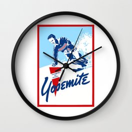 Vintage YOSEMITE Ski School Travel Poster Wall Clock