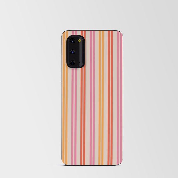 Classic Double Stripe Pattern in Retro Pink Orange Beige  Android Card Case