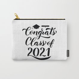 Congrats Class of 2021 calligraphy lettering with graduation cap  Carry-All Pouch