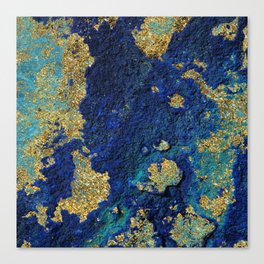 Indigo Teal and Gold Ocean Canvas Print