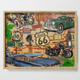 Vintage Route 66 poster.  Serving Tray