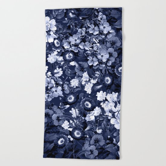 Bohemian Floral Nights in Navy Beach Towel