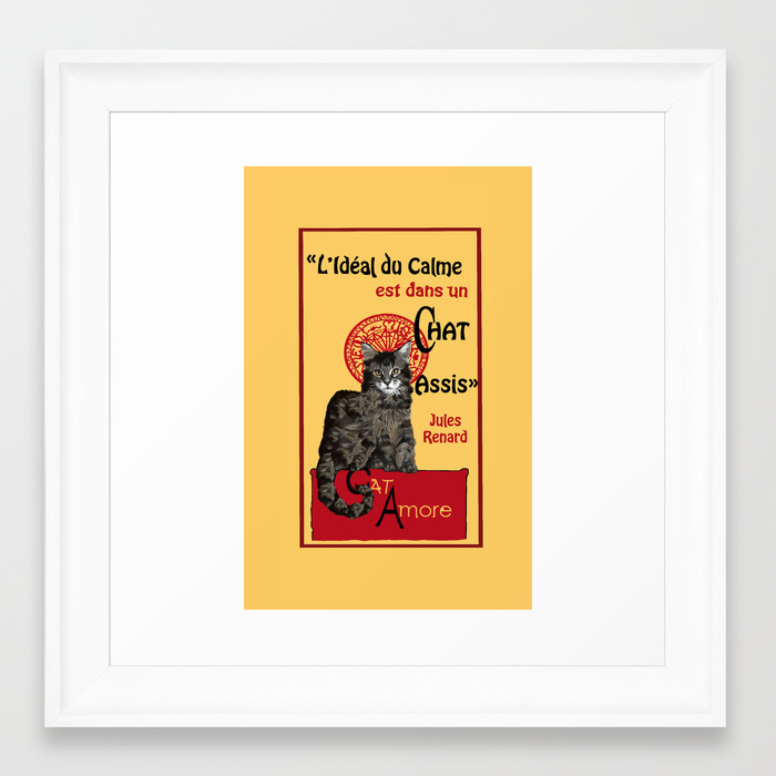 Cat Le Chat Noir Citation Quote Main Coon Paris Cabaret Montmartre Caricature Framed Art Print By Tayatamelie Society6