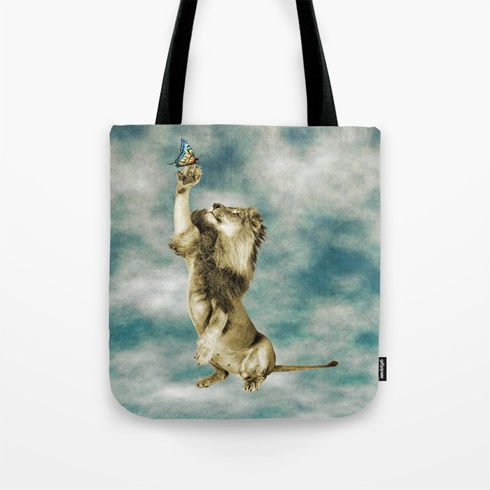 The Lion and the Butterfly Tote Bag