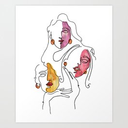 Three Girls Posing Art Print