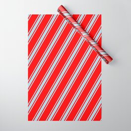 [ Thumbnail: Red and Light Blue Colored Lined Pattern Wrapping Paper ]