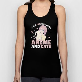 Just A Girl Who Loves Anime And Cats Manga Heart Unisex Tank Top