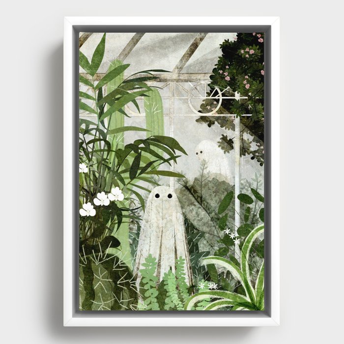 There's A Ghost in the Greenhouse Again Framed Canvas