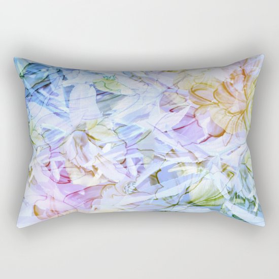 Soft Rainbow Floral Abstract Rectangular Pillow